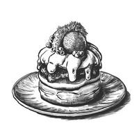 A drawing of a cake with fruit and nuts vector