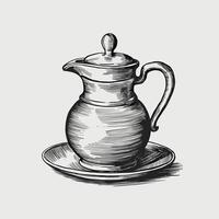 Hand drawn sketch of a coffee pot vector