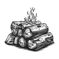 A drawing of a firewood pile with a log on top vector