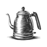 A black and white drawing of a kettle vector
