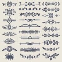 Set of vintage floral design elements vector
