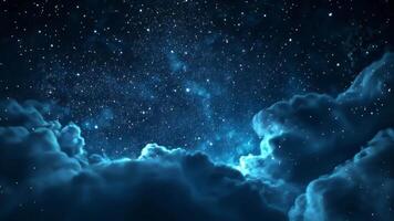 estrelado noite céu com brilhando nuvens evoca maravilha, adequado para conceitos do sonhos e astronomia video