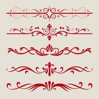 Set of vintage red decorative elements vector