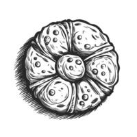 A black and white drawing of a loaf of bread vector