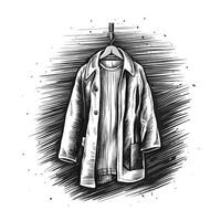 Hand drawn illustration of a coat hanging on a hanger vector