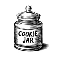 A cookie jar with the word cookie jar written on it vector