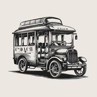 An old school bus with the words coach on it vector