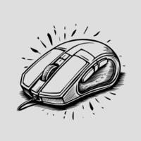 A drawing of a computer mouse on a gray background vector