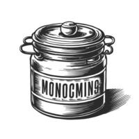 A jar with the word monocoming on it vector