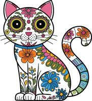 Whimsical Cat in Colorful Style Illustration Icon Art vector