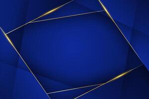 Luxurious blue background with 3d shiny gold ornaments vector