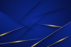 Abstract blue background with shiny gold ornaments vector