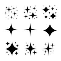 Set of Star Sparkle Shapes. Abstract Shine Sign. Retro Futuristic Bright Icons Collection. Glowing Light Effect, Twinkle Templates Stars and Bursts, Shiny Flash. vector