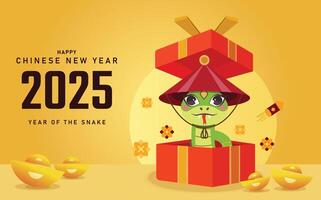 Chinese new year 2025 year of the Snake. Snake illustration and design for social media. Red green traditional Chinese designs with snakes. Lunar new year concept, geometric modern design vector