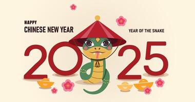 Happy New Year 2025, 2025 Chinese New Year, Year of the Snake geometric style card Chinese New Year elements. Colorful illustration. vector