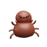 3d render spider. Three dimensional horror illustration for Halloween. Insect fear. Cartoon October insect character. Web monster bug decoration for party. Arachnophobia creature.Web monster vector
