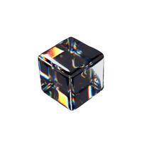 3d render glossy cube. three-dimensional illustration. Glassmorphism crystal design. Abstract shape glasses. Realistic transparent element rainbow gradient. Hologram diamond refraction prism. vector