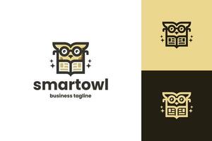 smart geek owl logo design vector