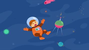 Cosmonaut Floating On Outer Space video