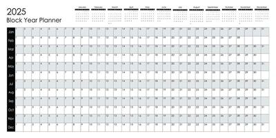 2025 Block year planner. Graphic design. vector