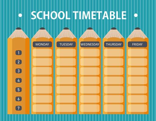 School timetable with pencils