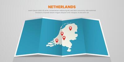 netherlands map travel with pin tag location design Illustration vector