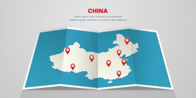 China map travel with pin tag location design Illustration vector