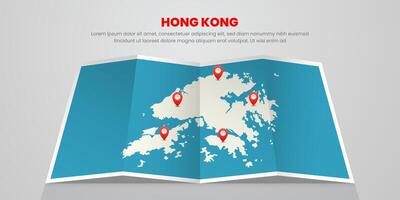 hong kong map travel with pin tag location design Illustration vector