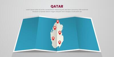 qatar map travel with pin tag location design Illustration vector