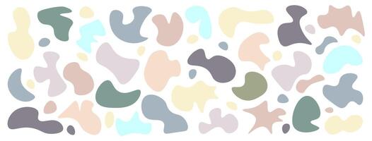 Random deformed abstract figures. Set of liquid shapes, irregular shapes, asymmetrical drops. vector