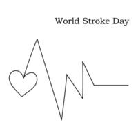 World stroke day simple line One continuous line drawing vector
