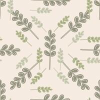 Seamless herbal pattern in minimalist style for fabric, textile, surface design, scrapbook paper, wallpaper, wrapping. vector