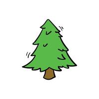 Christmas pine tree doodle hand drawn design on isolated background. illustration vector
