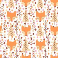 Fox polka dot seamless scandinavian pattern. kids background with fox and different elements. Design for prints, shirts and posters. vector