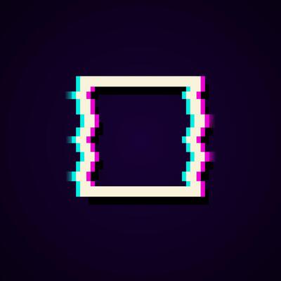 Glitched Square Frame. Distorted Glitch Style Modern Background. Glow Design for Graphic Design - Banner, Poster, Flyer, Brochure, Card.