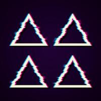 Glitched Triangle Frame Design. Distorted Glitch Style Modern Background. Glow Design for Graphic Design - Banner, Poster, Flyer, Brochure, Card. vector