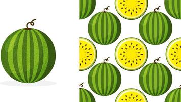 seamless pattern of watermelon with yellow pulp and seeds. vector
