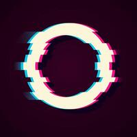 Glitch circle frame. Tv distorted signal chaos, glitched ring light effect distortion frames and flaw glitches bug circles, vhs white noise destroyed logo isolated icons set vector