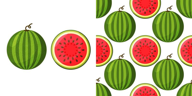 Cute seamless pattern with watermelon slices.
