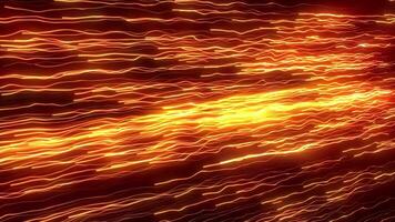 abstrato brilhante néon curvado linhas. brilhante néon raios e brilhando linhas. comovente laranja linhas ou luz listras. Rapidez do claro. desatado looping animação video