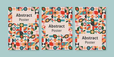 Set of geometric covers. Collection of cool vintage covers. Abstract shapes compositions. vector