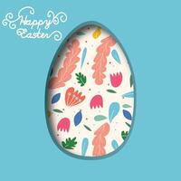 Happy Easter greeting card. 3d paper cut easter egg concept design background. Paper carving egg shape with shadow. vector