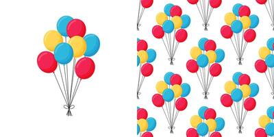 Party balloons simple pattern isolated on white background. vector