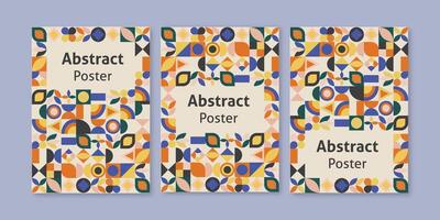 Set of geometric covers. Collection of cool vintage covers. Abstract shapes compositions. vector