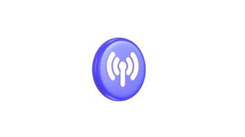 Radio antenna network icon animation 3d render video