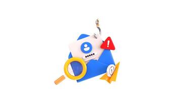 Phishing email on cyber security icon animation 3d render video