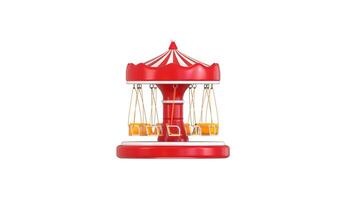 3d Carousel icon animation concept of amusement theme park icon 3d animation video