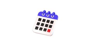 3d calendar icon animation concept of a reminder of date icon animation 3d render video