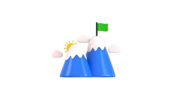 landscape mountains with sun clouds icon animation concept of environmental icon animation 3d render video