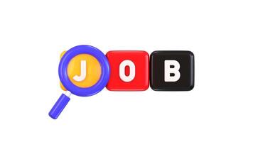 Job vacancy icon with search bar icon concept of finding on a job icon 3d animation video